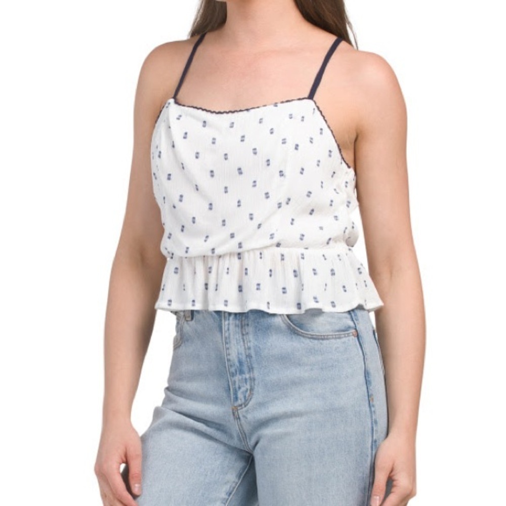 White and Blue Patterned Women's Top